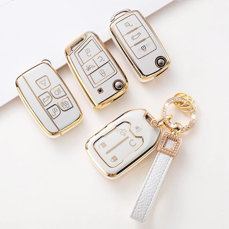 CACARLIKE for GMC Key Fob Cover with Leather Lanyard, Car Key Fob Case Compatible with Chevy Silverado GMC Sierra 1500 2500HD 3500HD Terrain Acadia Smart Key Protector Holder - Image 5